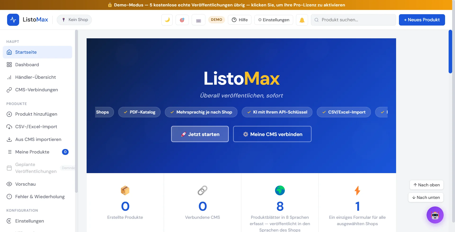 Startseite von ListoMax
